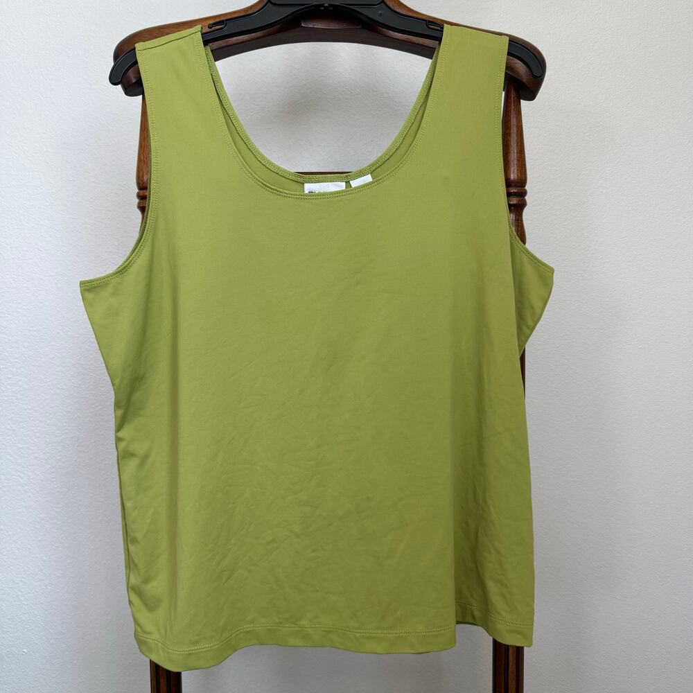 Chico’s Lime Green Stretch Tank Top Size 3 XL Sleeveless Layering Shell Nylon